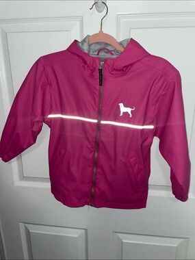 Kids Pink Reflective Dog Logo Jacket